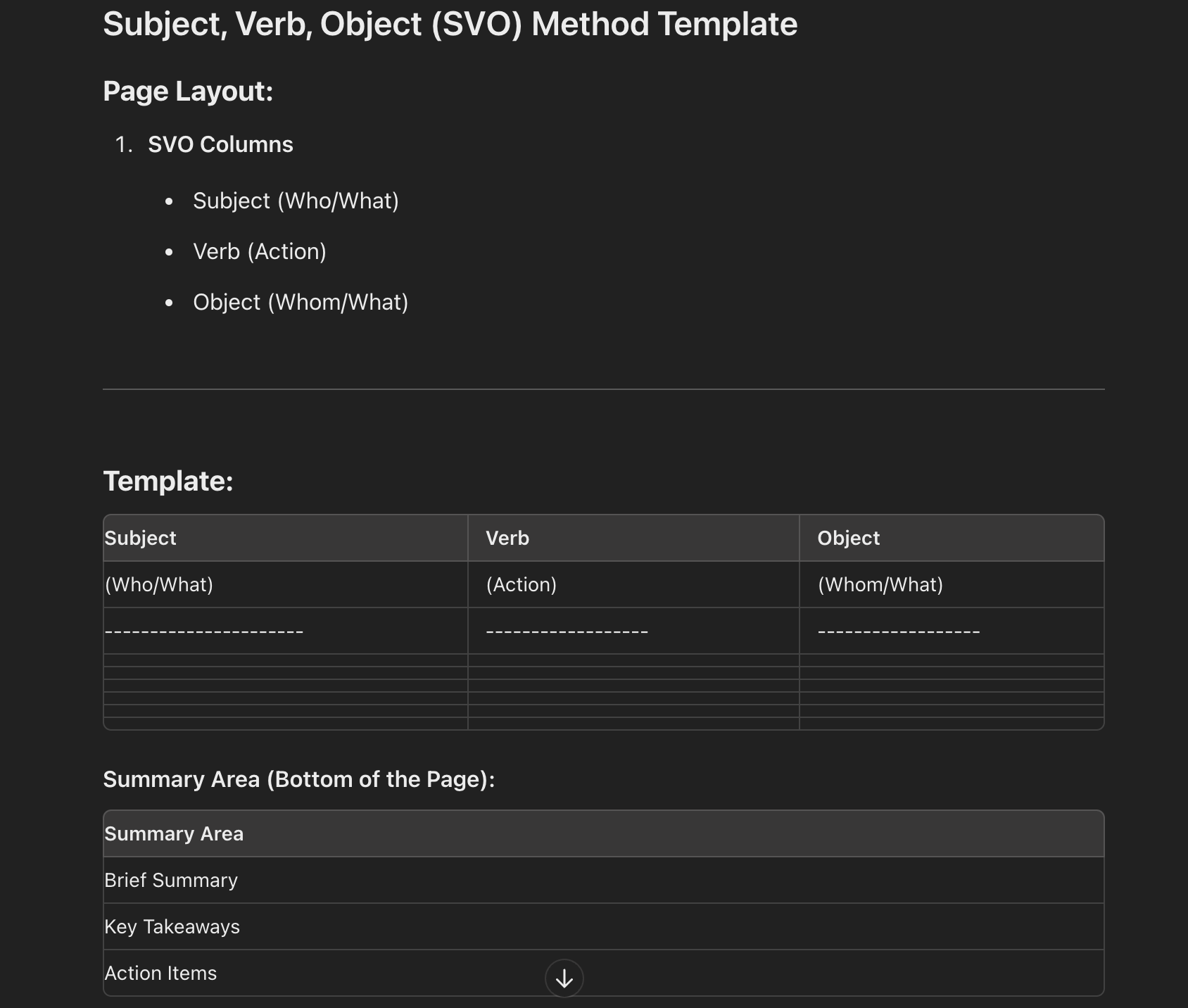 SVO Template SVO Template for note taking for interpreters