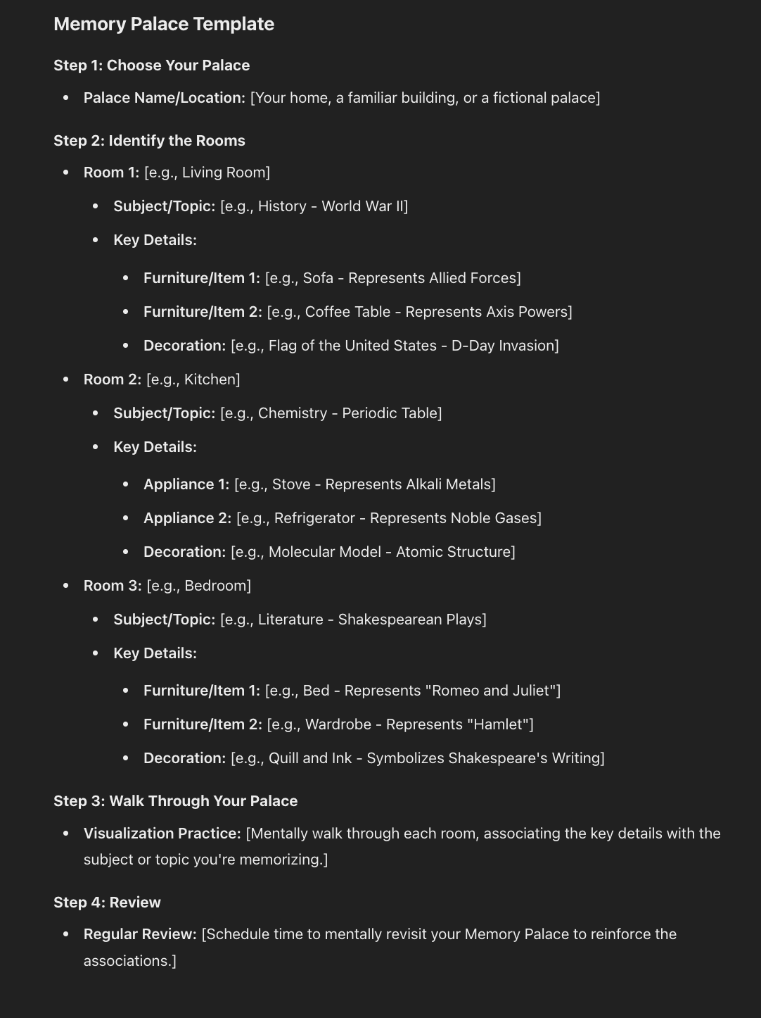 Memory Palace Technique memorization techniques for students