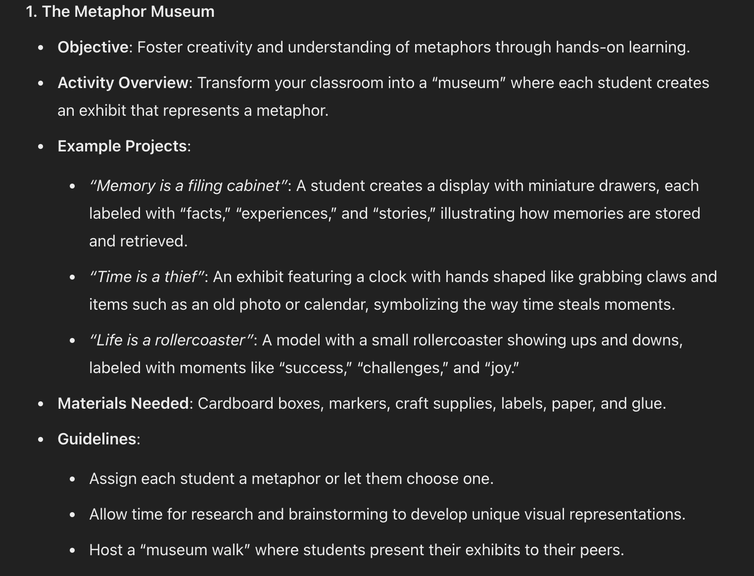 Teaching Metaphors and Similes