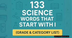 Science words that start with I sorted with grade level